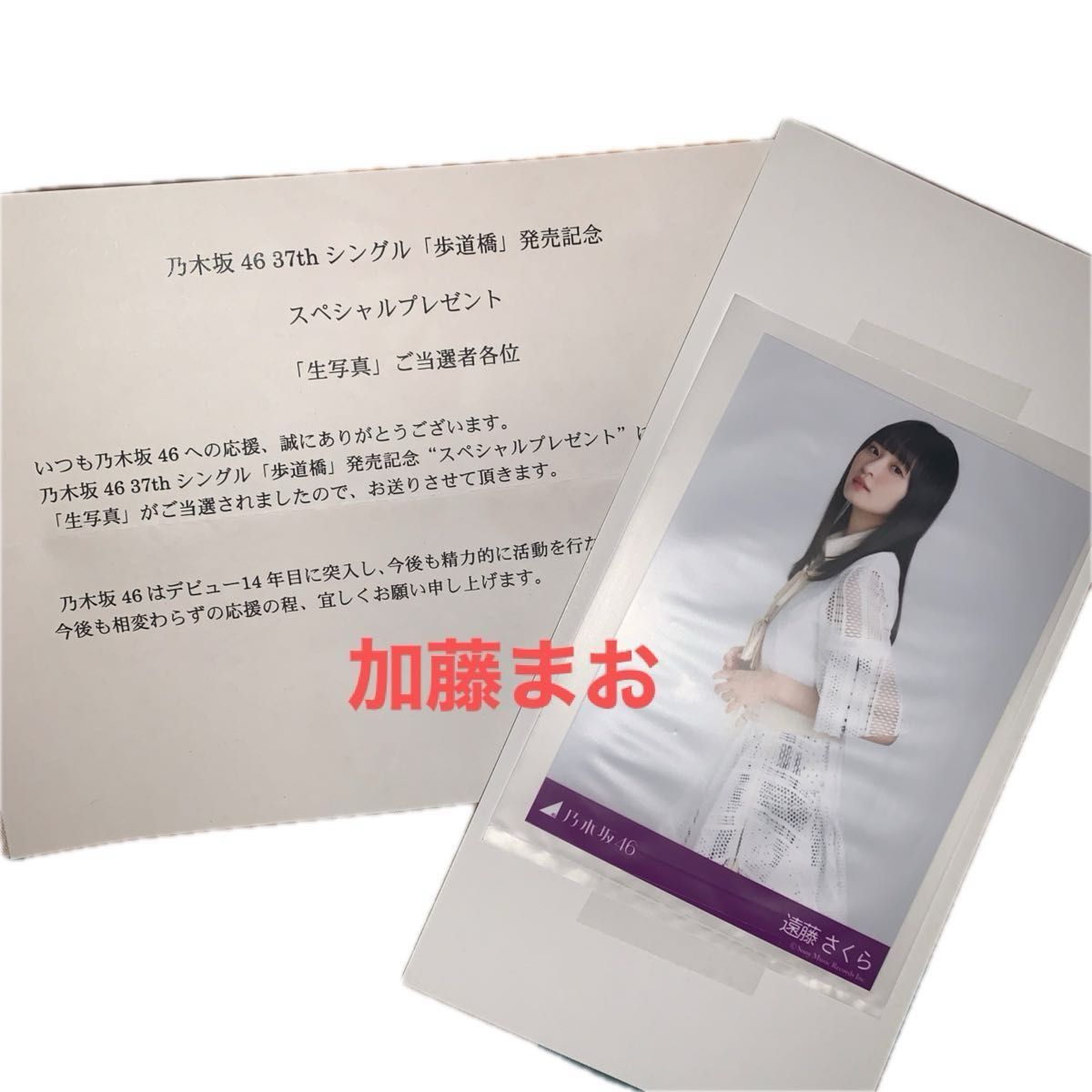 乃木坂46 37th 歩道橋 遠藤さくら 生写真 当選品 乃木坂46 37th 歩道橋