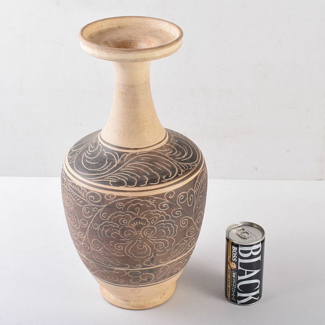 中国磁州窯鉄絵花文壺花瓶C6922 中国 磁州窯 鉄絵 花