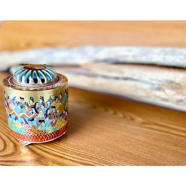 九谷焼 高級 陶磁器 香炉 本金 百人一首 桐箱入り (Kutani Incense
