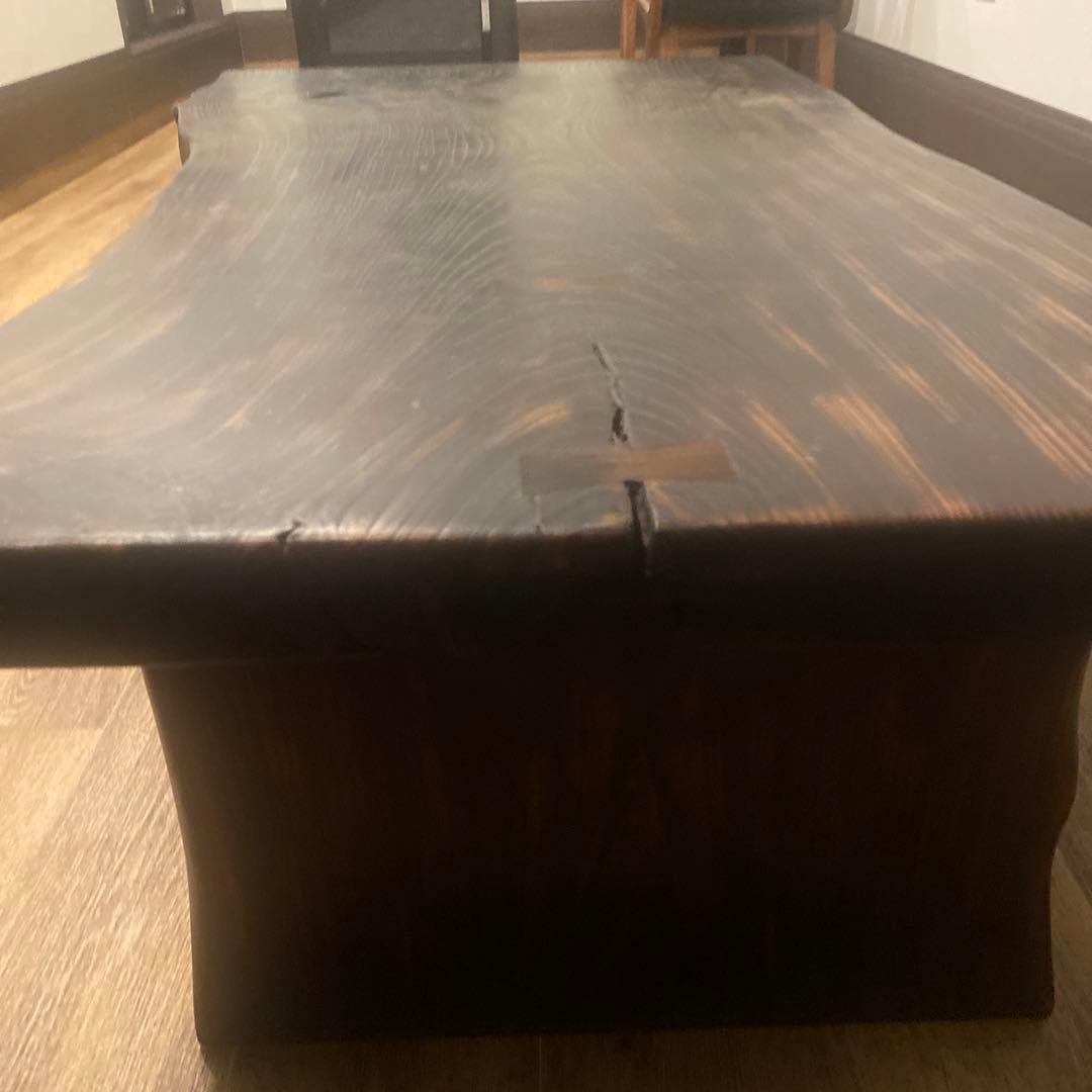 木製 黒色 自然エッジ テーブル